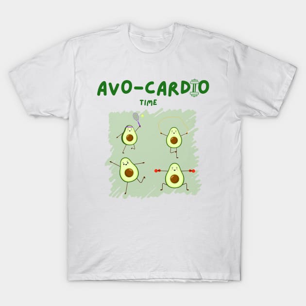 Avocado Avo-cardio time T-Shirt by TigrArt